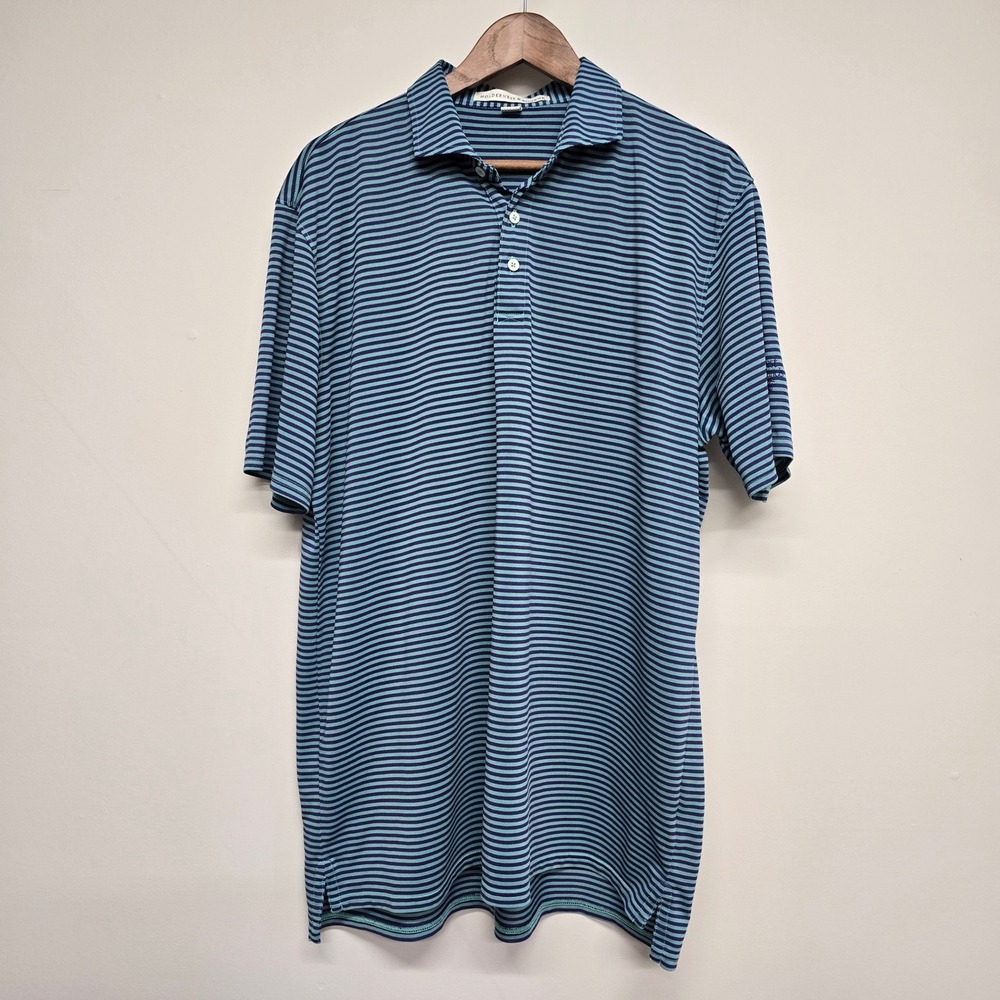 Holderness & Bourne The Maxwell Polo Mens XL Blue Striped Golf Shirt Preppy